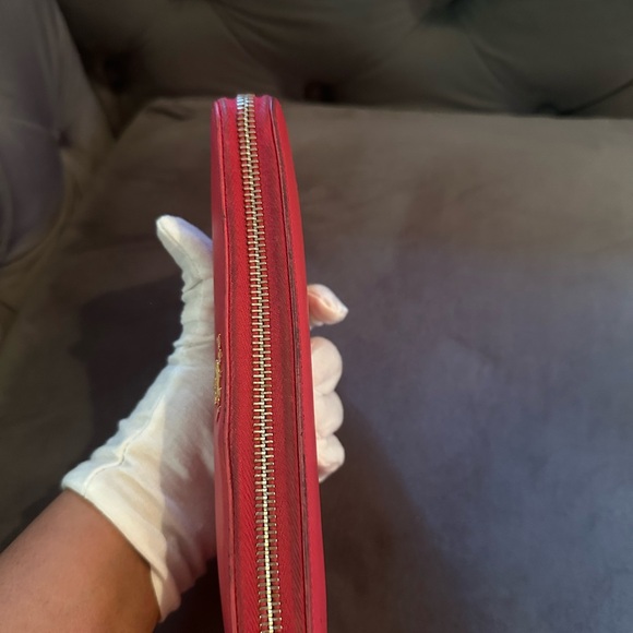 Prada Red Saffiano Leather Zip Around Wallet - Picture 9 of 17
